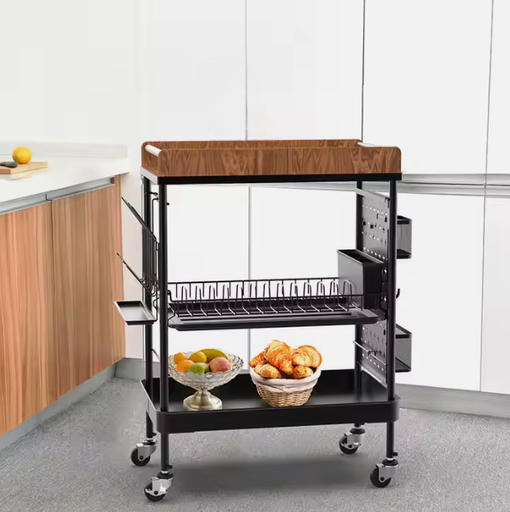 [WK150007] 3 Tier kitchen Trolley Steel