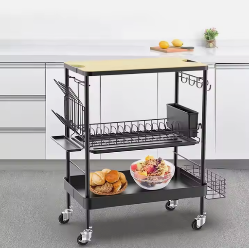 [WK830383] 3 Tier kitchen Trolley +mdf