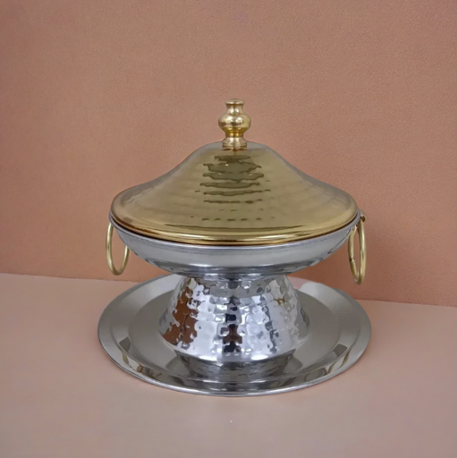 [801044] Silver Tureen with Gold Lid