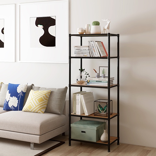 [BFW-4535150B5E] 5 Tiers Black Bamboo Firber Wood Rack