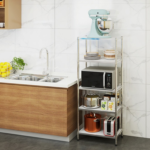 [BFW-6035150B5C] 5 Tiers Chrome Bamboo Firber Wood Rack