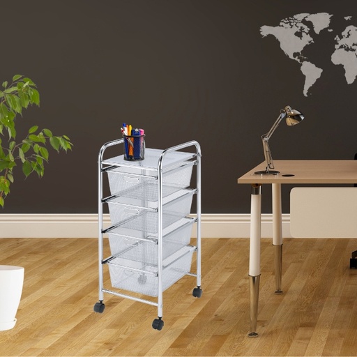 [FLN-5007] 4 Tier Mesh Drawer Storage Trolly