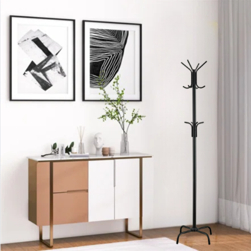 [12588E00] Coat Rack Black 50x50x185 cm