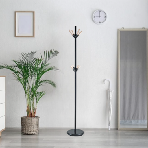[143337] Coat Rack, Black 176 cm