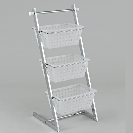 [2802C30]  3 Basket Stand, Chrome Plated Steel 38x34x72.5 cm