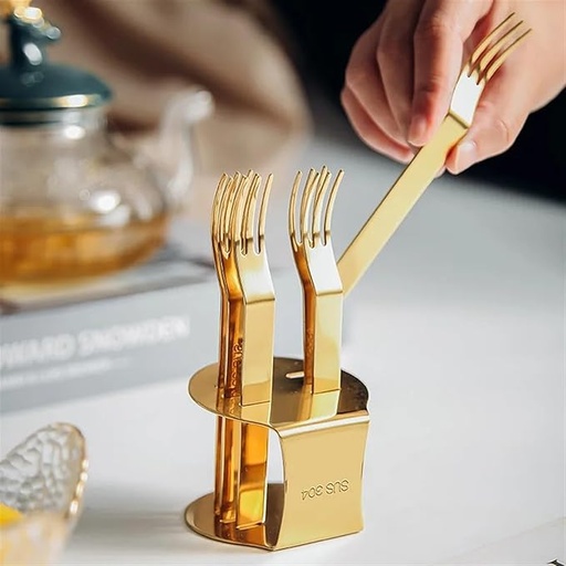 [9501833] Gold Fork Set with Stand