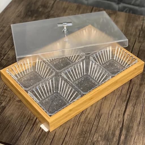 [1019006] Snack Serving Tray with Lid and Bowls 