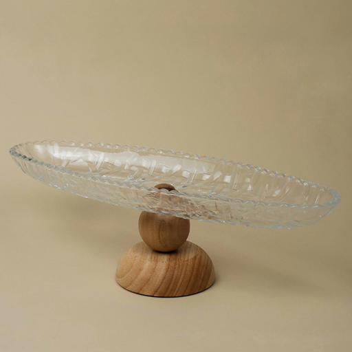 [1018466] Serving Plate with Wooden Base