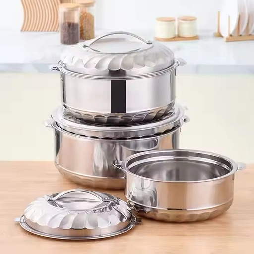 [14023] S.S Food Warmer Set – 3 Pieces (2.5L, 2.5L, 5L) 