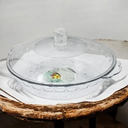 [L5457] Small Round Pastry Dish with Lid