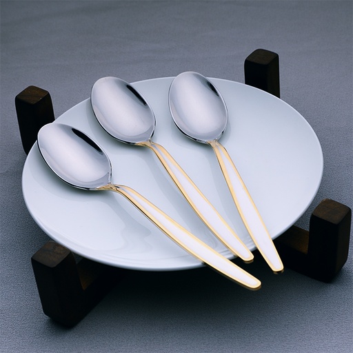 [A042G-1] Luna Table Spoon with Gold Touch - Set of 3