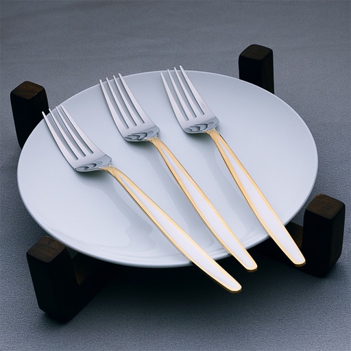 [A042G-2] Luna Table Fork with Gold Touch - Set of 3
