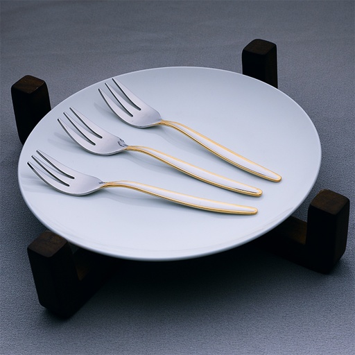 [A042G-4] Luna Cake Fork with Gold Touch - Set of 3