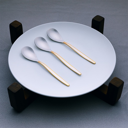 [A042G-5] Luna Coffee Spoon with Gold Touch - Set of 6