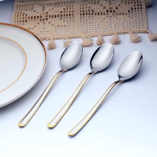 [D874G-1] Ava Table Spoon With Gold Touch - Set of 3