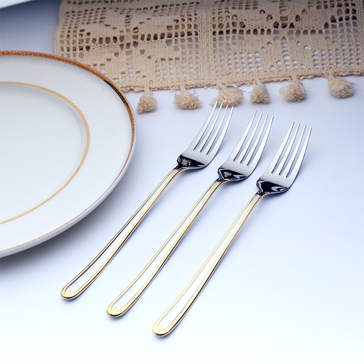 [D874G-2]  Ava Table Fork With Gold Touch - Set of 3 