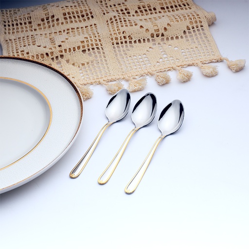 [D874G-3] Ava Tea Spoon With Gold Touch - Set of 3