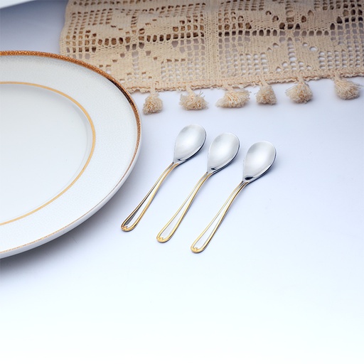 [D874G-5]  Ava Coffee Spoon With Gold Touch - Set of 6 