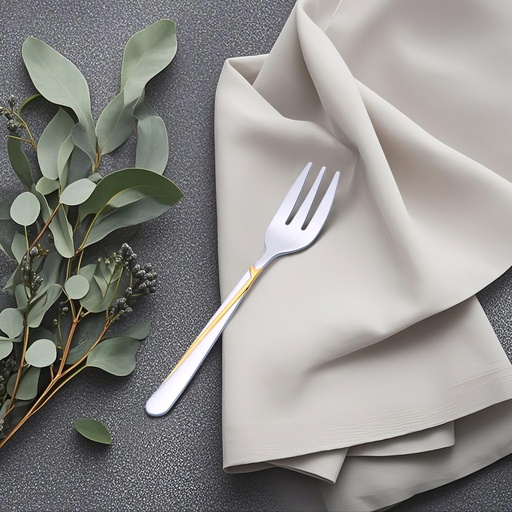 [D954G-4] Veda Cake Fork with Gold Touch - Set of 3