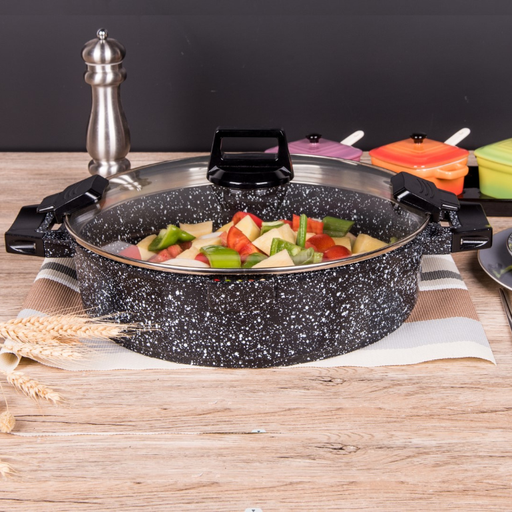 [DQ324B1A112] Shallow Granite Non-Stick Cooking Pot 32 cm