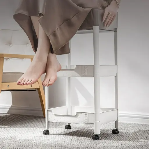 [1432-3061] Three-tier storage cart with wheels