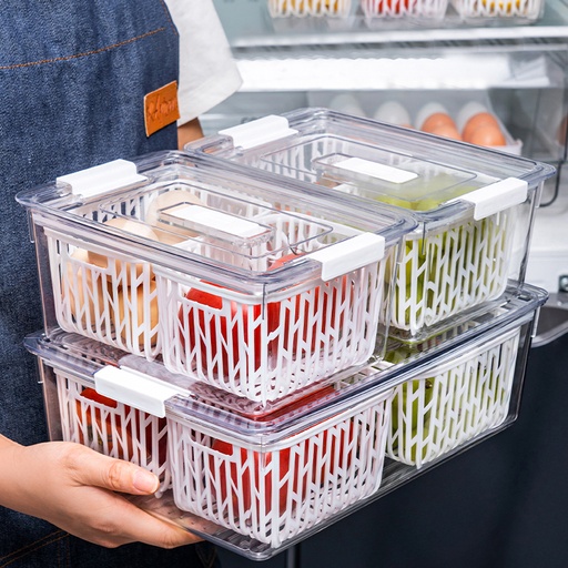 Clear Fruit Storage Box with Drain Basket – Various Sizes