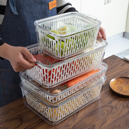 Fridge Food Storage Boxes with Drain Basket – Assorted Shapes