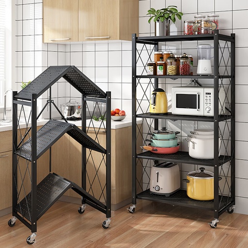 [YH-5] 5-Tier Metal Folding Storage Rack – Multifunctional Organizer