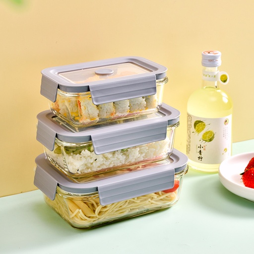 Grey Borosilicate Glass Food Containers – Microwave Safe