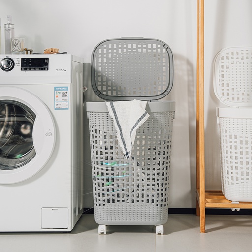 Large Plastic Laundry Basket with Wheels & Adjustable Handle – Available in 2 Colors
