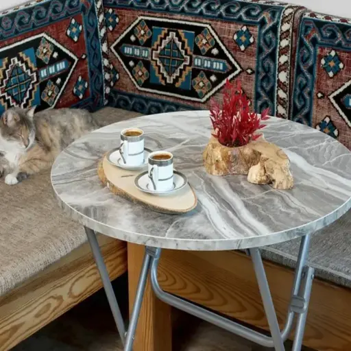 [M-00070]  Marble Round Table 70 cm